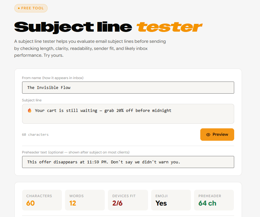 Subject Line Tester — score your email subject lines